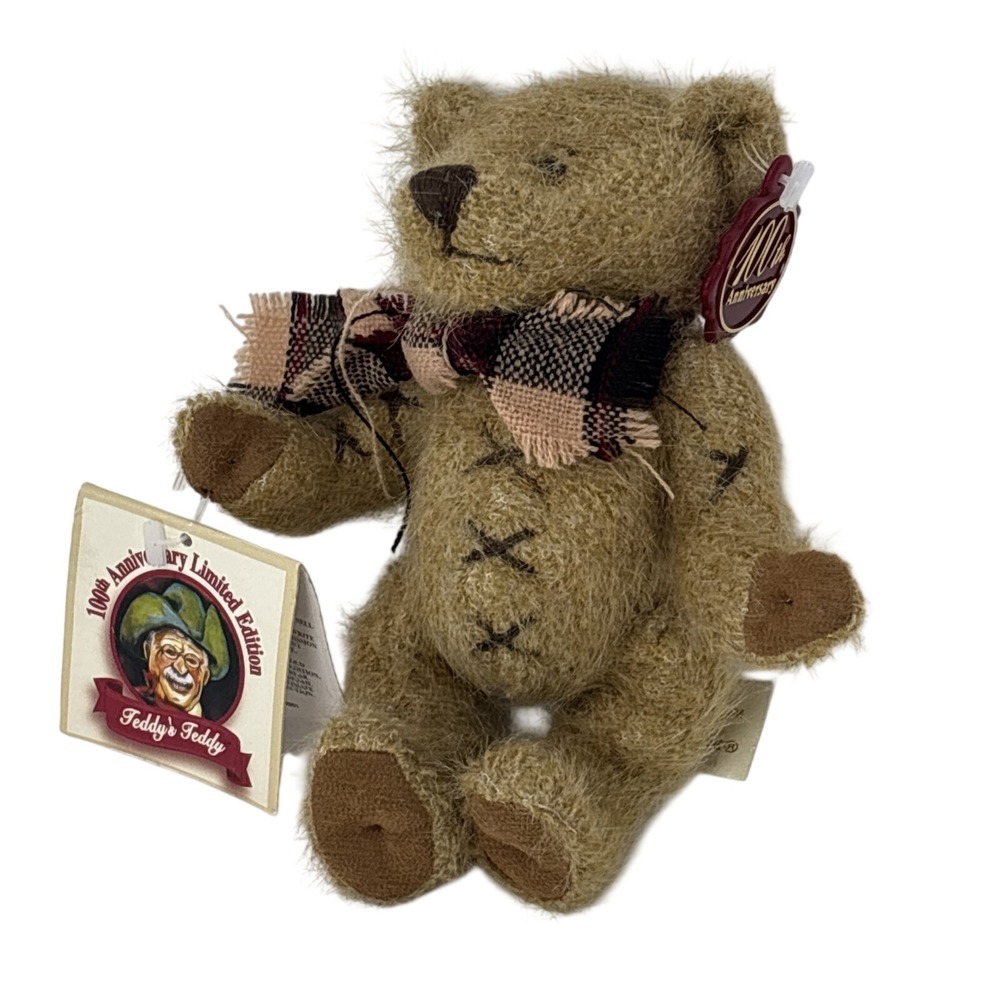 Dan Dee Teddy's Teddy 100th Anniversary Limited Edition Plush Bear Plaid Bow Tag